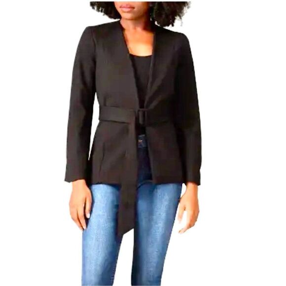 Krisa Revolve Blazer Womens Black Ponte Open & Hook Eye Closure Short Jacket XS - Picture 6 of 16